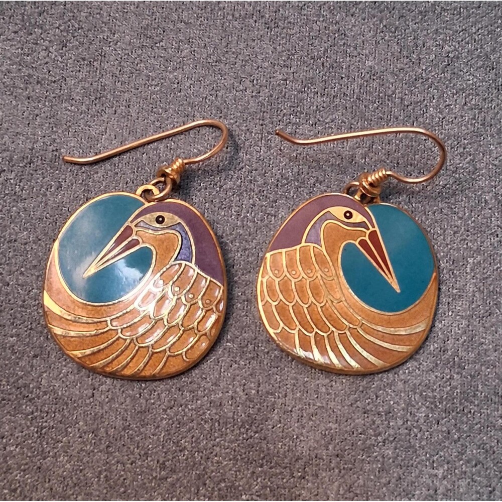 Laurel Burch Nile Bird Earrings Vintage Dangle
